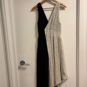 Maeve Asymmetrical Black and Cream Dress